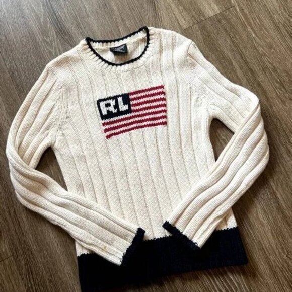 Polo Ralph Lauren Sweaters - Vintage Polo Flag Sweater – 100% Cotton
